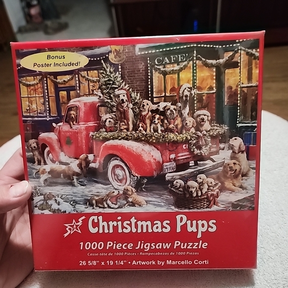 Christmas Pups 1000 Piece Jigsaw Puzzle - Red - Picture 1 of 2